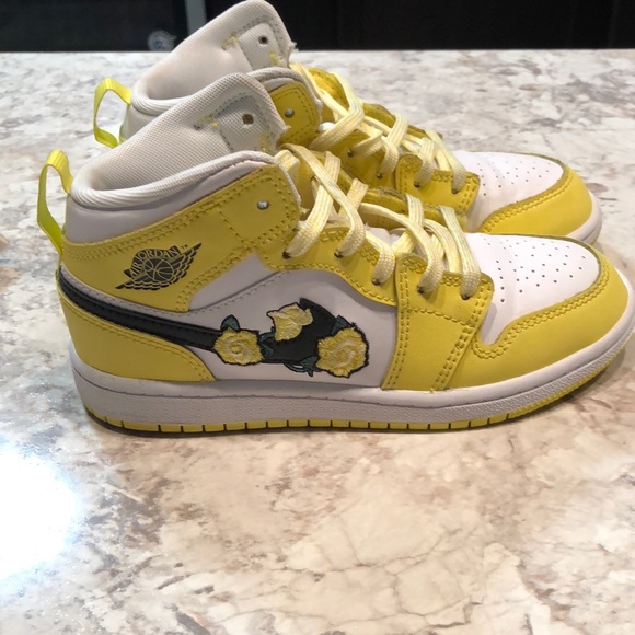 Jordan | Shoes | Jordan Mid Dynamic Yellow Floral Gs | Poshmark